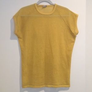 Vintage mellow yellow mesh cut off shirt.
